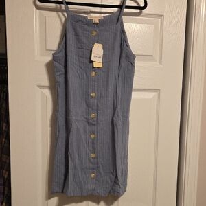 Monteau Denim Blue Pinstripe Blouse